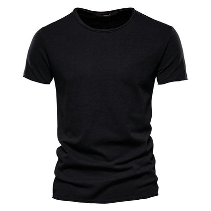 Men's Solid Color Bamboo Cotton V-Neck Short Sleeve T-Shirt Soft Lightweight Outdoor Sweatshirt 1