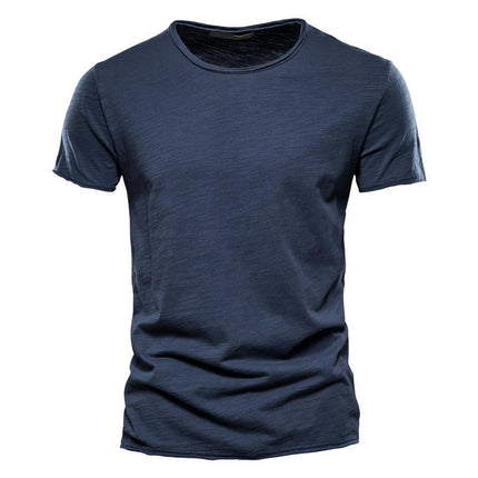 Men's Solid Color Bamboo Cotton V-Neck Short Sleeve T-Shirt Soft Lightweight Outdoor Sweatshirt 1