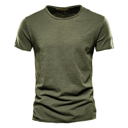 Men's Solid Color Bamboo Cotton V-Neck Short Sleeve T-Shirt Soft Lightweight Outdoor Sweatshirt 1