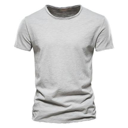 Men's Solid Color Bamboo Cotton V-Neck Short Sleeve T-Shirt Soft Lightweight Outdoor Sweatshirt 1