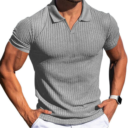 Mens Slim Muscle V Neck Short Sleeve T Shirt Stretch Solid Color Casual T Shirt Sports Quick Drying