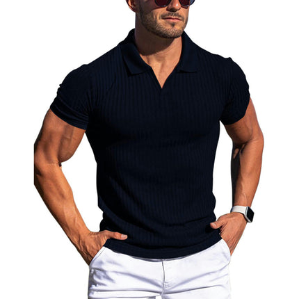 Mens Slim Muscle V Neck Short Sleeve T Shirt Stretch Solid Color Casual T Shirt Sports Quick Drying