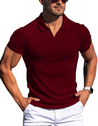 Mens Slim Muscle V Neck Short Sleeve T Shirt Stretch Solid Color Casual T Shirt Sports Quick Drying