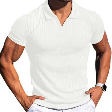 Mens Slim Muscle V Neck Short Sleeve T Shirt Stretch Solid Color Casual T Shirt Sports Quick Drying