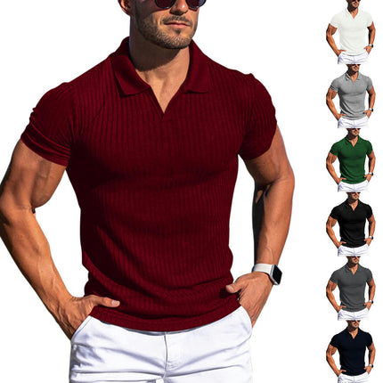 Mens Slim Muscle V Neck Short Sleeve T Shirt Stretch Solid Color Casual T Shirt Sports Quick Drying