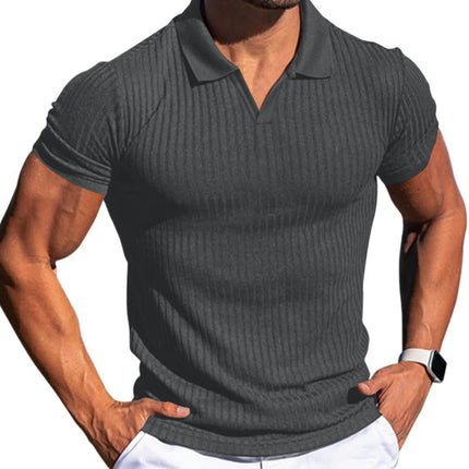 Mens Slim Muscle V Neck Short Sleeve T Shirt Stretch Solid Color Casual T Shirt Sports Quick Drying