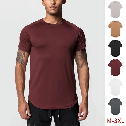 Men's Dry Fit Short Sleeve T-Shirt, Crewneck Lightweight T-Shirt, Men's Workout Casual Shirt