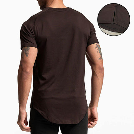 Men's t-shirt Trend Round Neck Short Sleeve Solid Color Quick Drying Sports Blue Ball Shirt