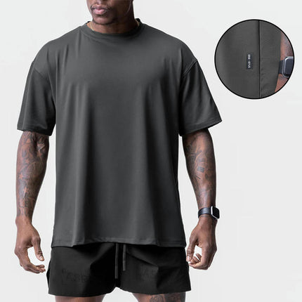 Men's  Solid Color T-Shirt Short Sleeve Fashion Loose Round Neck Gym Sports Leisure Fitness Top