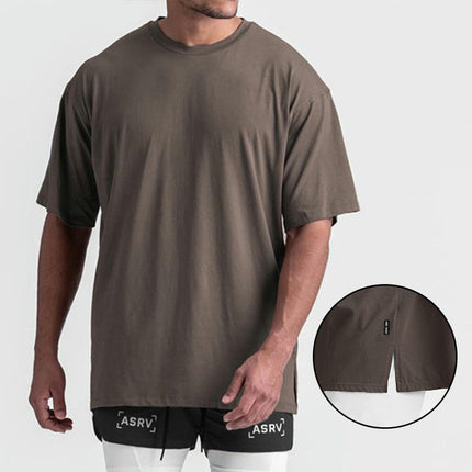 Men's Round Neck Short Sleeve Classic Chunky Ring Spindle Short Sleeve T-Shirt