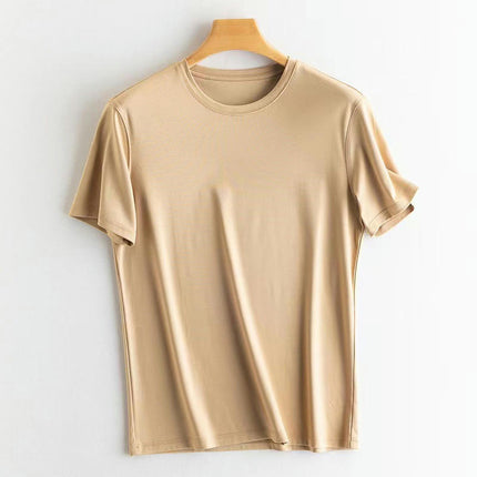 Men's Mercerized Cotton Short-sleeved T-shirt Solid Color Breathable Round Neck / V-neck T-shirt