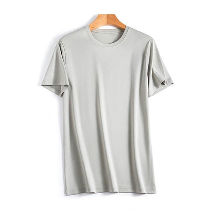 Men's Mercerized Cotton Short-sleeved T-shirt Solid Color Breathable Round Neck / V-neck T-shirt