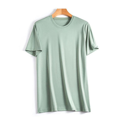 Men's Mercerized Cotton Short-sleeved T-shirt Solid Color Breathable Round Neck / V-neck T-shirt