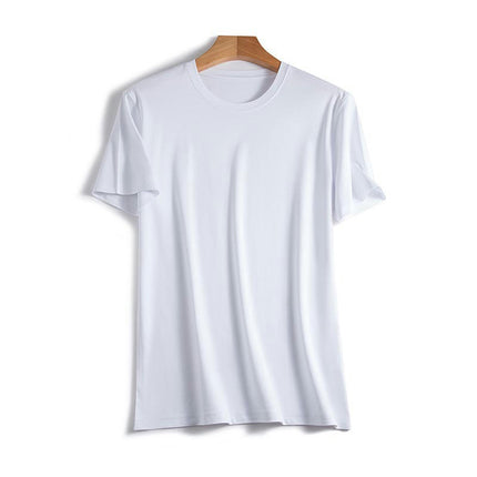 Men's Mercerized Cotton Short-sleeved T-shirt Solid Color Breathable Round Neck / V-neck T-shirt