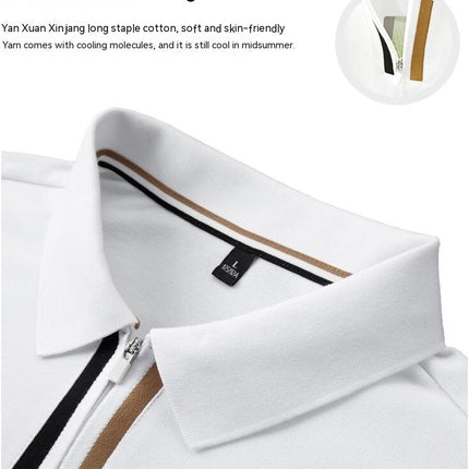 Mens Short Sleeve Shirts Casual Slim Fit Golf Shirt Turn-Down Collar Zipper Quick Dry Active Shirts