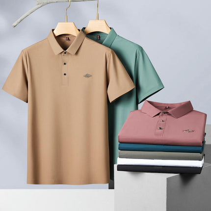 Mens Short Sleeve Casual Solid Stylish Dry Fit Performance Designed Collared Golf Shirts