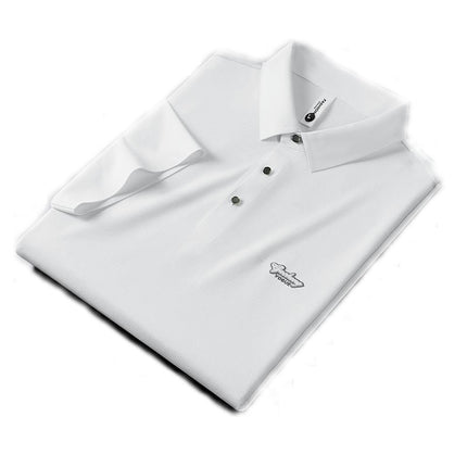 Men's Classic Fit Short Sleeve Lapel Shirt Uncut Business Casual Short Sleeve T-Shirt