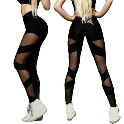 Women's Mesh Sheer Stretchy Leggings High Waisted Yoga Pants