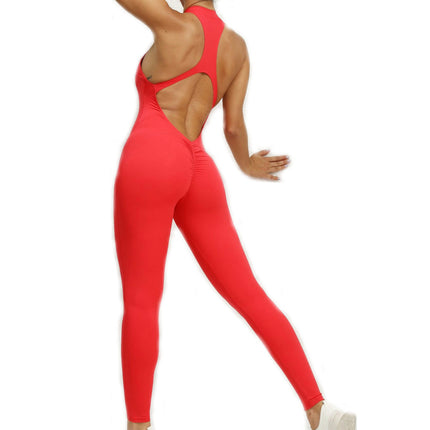 Women's Yoga Jumpsuit Backless Sports Romper Playsuit Sleeveless Gym Bodysuit