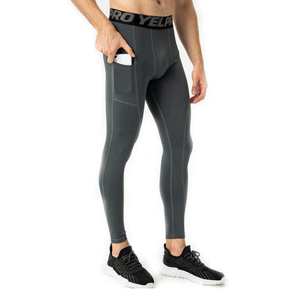 Men's Dry Fit Compression Pants Running Tights Leggings with Phone Pocket