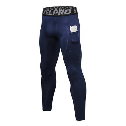 Men's Dry Fit Compression Pants Running Tights Leggings with Phone Pocket