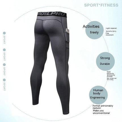 Men's Dry Fit Compression Pants Running Tights Leggings with Phone Pocket