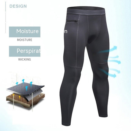 Men's Pants Workout Athletic Leggings Running Gym Tights with Pockets