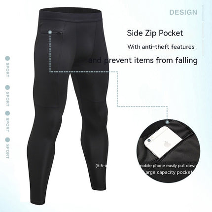 Men's Pants Workout Athletic Leggings Running Gym Tights with Pockets