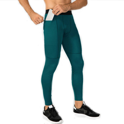 Men's Pants Workout Athletic Leggings Running Gym Tights with Pockets