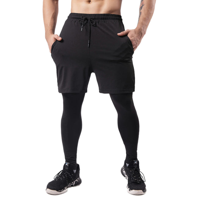 Men's 2 in 1 Running Athletic Pants Workout Legging with Pockets