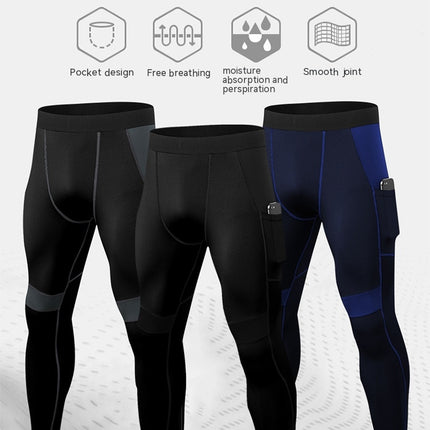 Men's Elasticity Pants, Cool Dry Athletic Workout Running Tights Leggings with Pocket