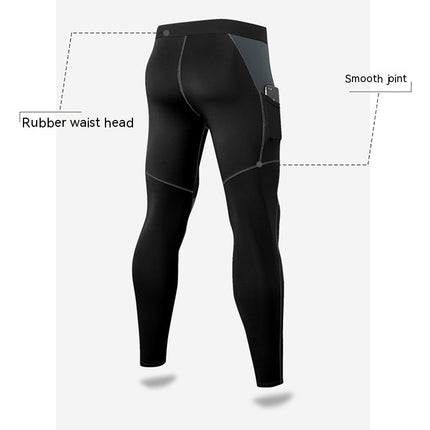 Men's Elasticity Pants, Cool Dry Athletic Workout Running Tights Leggings with Pocket