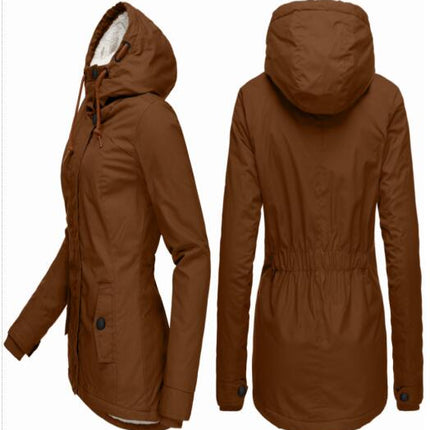 Women's Warm Faux Fur Hooded Coat Long Sleeve Fleece Lined Winter Parka Jackets