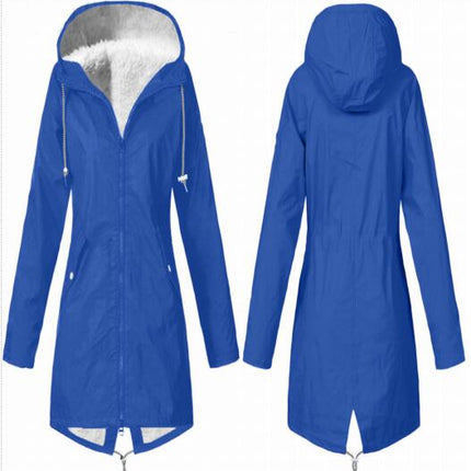 Women's Waterproof Faux Fur Lined Hooded Jacket Winter Zipper Thickened Warm Long Hiking Jacket