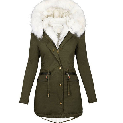 Women's Long Faux Fur Hooded Jacket Long Sleeve Fleece Lined Winter Jacket Fashion Parka Coat