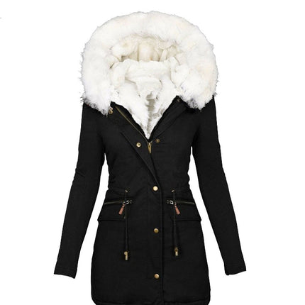 Women's Long Faux Fur Hooded Jacket Long Sleeve Fleece Lined Winter Jacket Fashion Parka Coat