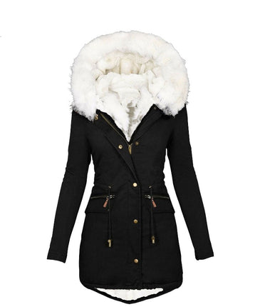 Women's Long Faux Fur Hooded Jacket Long Sleeve Fleece Lined Winter Jacket Fashion Parka Coat