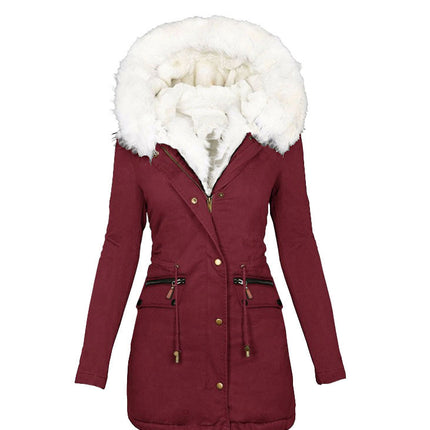 Women's Long Faux Fur Hooded Jacket Long Sleeve Fleece Lined Winter Jacket Fashion Parka Coat