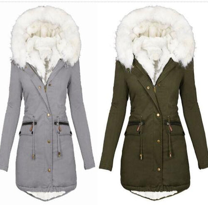 Women's Long Faux Fur Hooded Jacket Long Sleeve Fleece Lined Winter Jacket Fashion Parka Coat