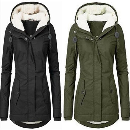 Women's Warm Faux Fur Hooded Jacket Long Sleeve Fleece Lined Winter Parka Coat Jacket