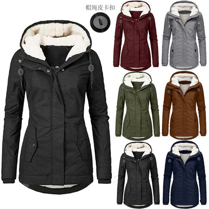 Women's Warm Faux Fur Hooded Jacket Long Sleeve Fleece Lined Winter Parka Coat Jacket