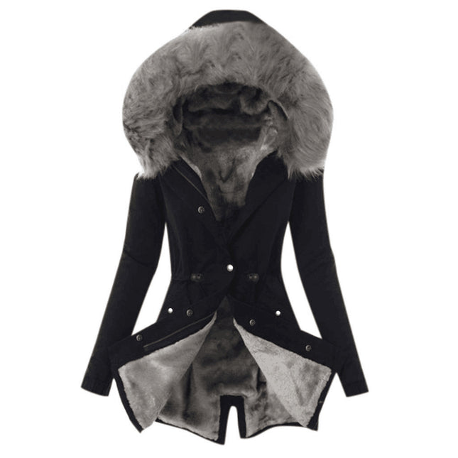 Women's Winter Coat Waterproof Thickened Parker Coat With Fur Collar Hood Warm Snow Jacket