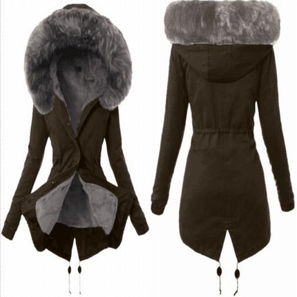 Women's Winter Coat Waterproof Thickened Parker Coat With Fur Collar Hood Warm Snow Jacket