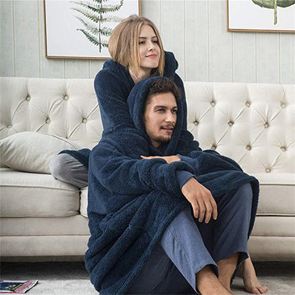 Oversized Blanket Hooded Jacket Comfortable Long Fluffy Fleece Jacket Women's Men's Applicable