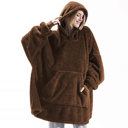 Oversized Blanket Hooded Jacket Comfortable Long Fluffy Fleece Jacket Women's Men's Applicable