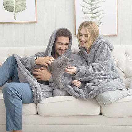 Oversized Blanket Hooded Jacket Comfortable Long Fluffy Fleece Jacket Women's Men's Applicable