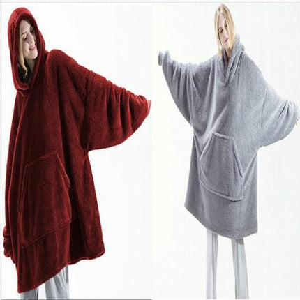 Oversized Blanket Hooded Jacket Comfortable Long Fluffy Fleece Jacket Women's Men's Applicable