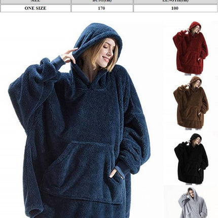 Oversized Blanket Hooded Jacket Comfortable Long Fluffy Fleece Jacket Women's Men's Applicable