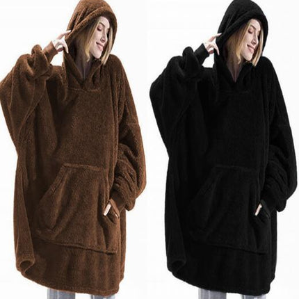 Oversized Blanket Hooded Jacket Comfortable Long Fluffy Fleece Jacket Women's Men's Applicable