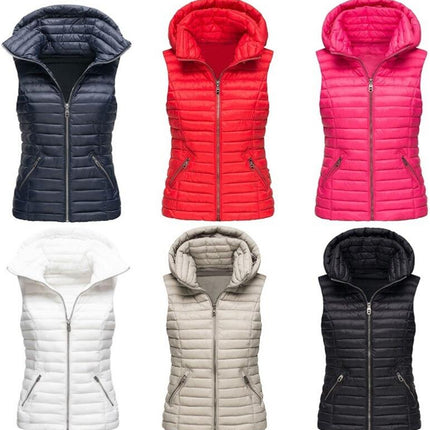 Women's Winter Vest Jacket Lightweight Quilted Loose Versatile Vest with Removable Hood